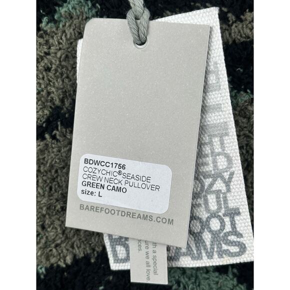 NEW Barefoot Dreams CozyChic Seaside Crew Neck Pullover Camo Sweater Womens L - Picture 3 of 12